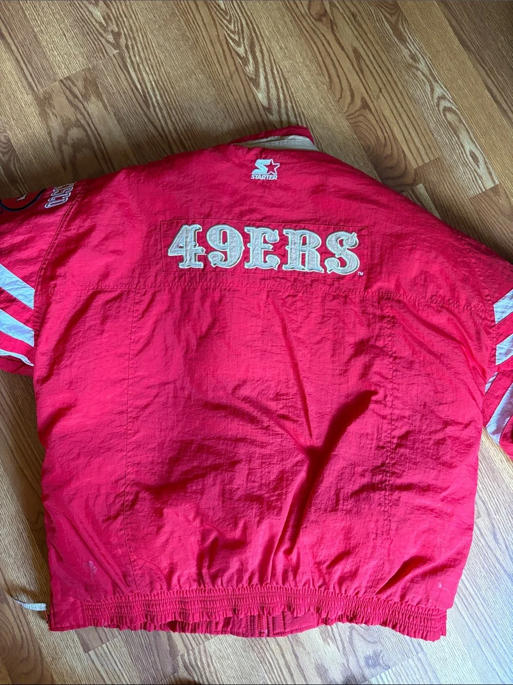 NFL San Francisco 49ers Red and White Mens Puffer Jacket - Picture 7 of 11